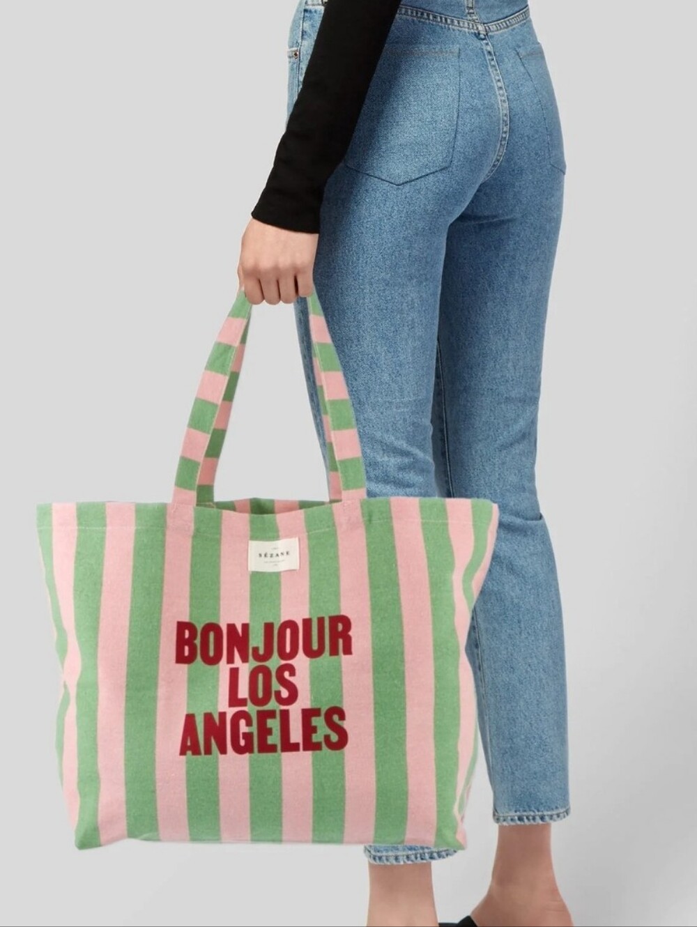 SEZANE CANVASE STRIPED TOTE BAG